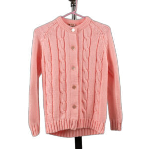Vintage 70s Miss Holly cable knit pink cardigan size M